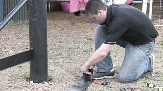 08 Prepare the flexible horse fencing rail to attach to dead end post