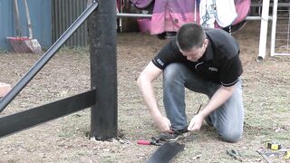 08 Prepare the flexible horse fencing rail to attach to dead end post