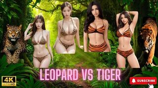 Who Wore It Better? AI Leopard vs Tiger Girls in Bikinis! #bikini #lookbook