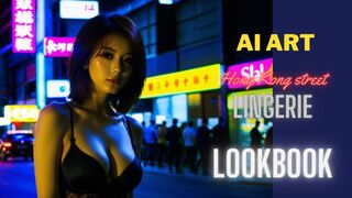 AI fashion show - Lingerie on Hong Kong night street look book