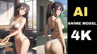 Anime Girl Model in Bikini At School | Aİ