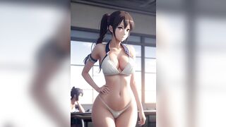 Anime Girl Model in Bikini At School | Aİ