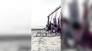 SALUTING THE MOON ON THE SLING YOGA #yoga #yogapractice #viral #shortsvideo #tricks #best #beach