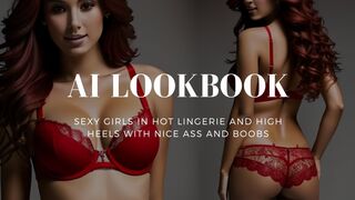 AI Lookbook - Sexy girls in hot lingerie and high heels with nice ass and boobs