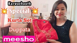 पैसे वसूल ???? MEESHO Karwachauth Kurta set with Duppata | Meesho TRYON | Meesho haul | sweet Panda