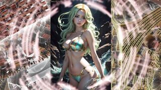 Beautiful anime girls in bikinis swimwear from the neural network AI