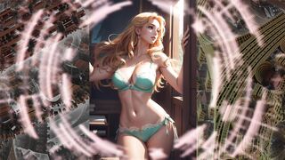 Beautiful anime girls in bikinis swimwear from the neural network AI