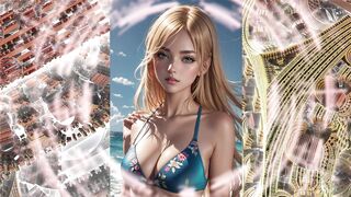 Beautiful anime girls in bikinis swimwear from the neural network AI