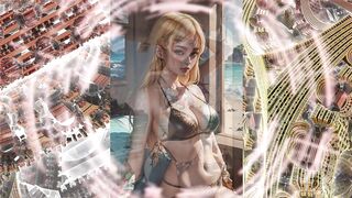 Beautiful anime girls in bikinis swimwear from the neural network AI