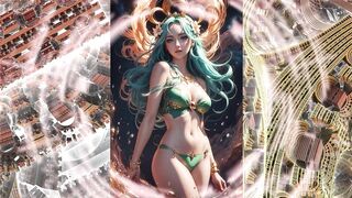 Beautiful anime girls in bikinis swimwear from the neural network AI